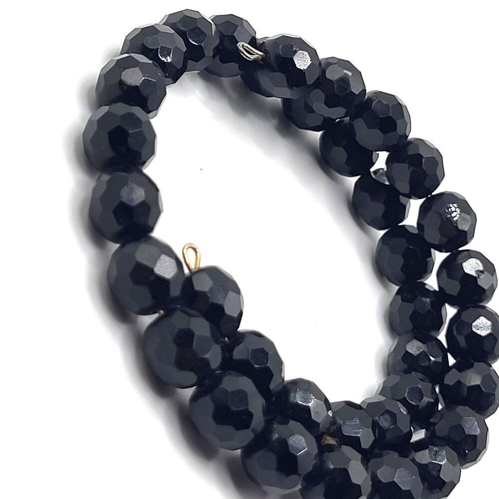 Vintage Minimalist Black Faceted Acrylic Wrap around Bracelet